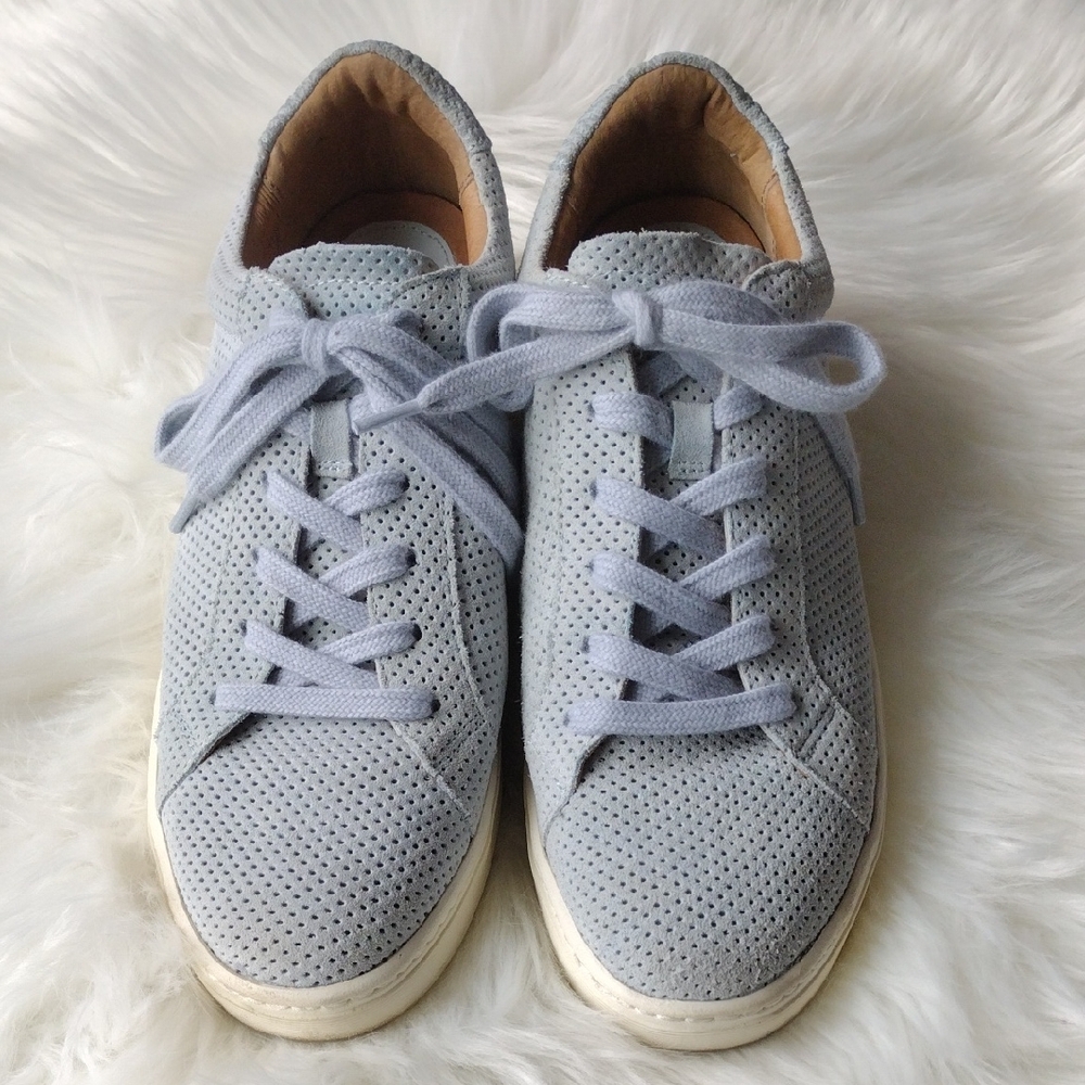 Sofft Blue Low-Top Sneakers with Perforated Fabric and Matching Laces